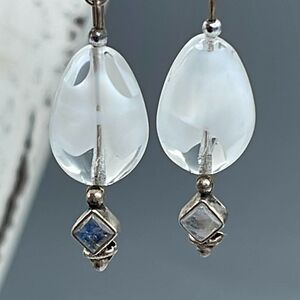 Sterling silver Italian glass moon stone earrings